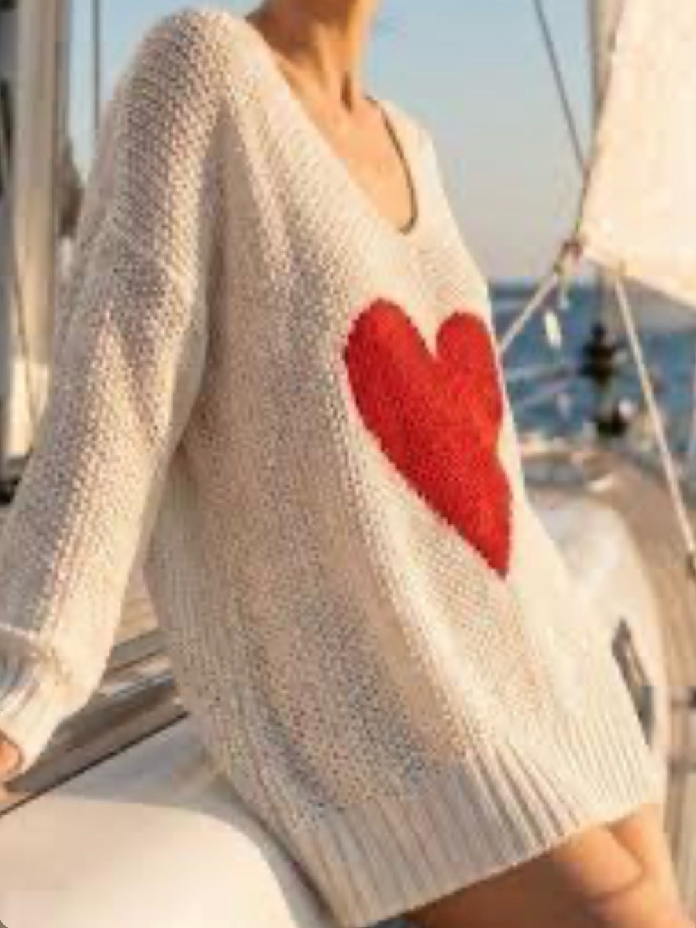 Moon & Madison Oversized Chunky Knit Heart Sweater Sz XS